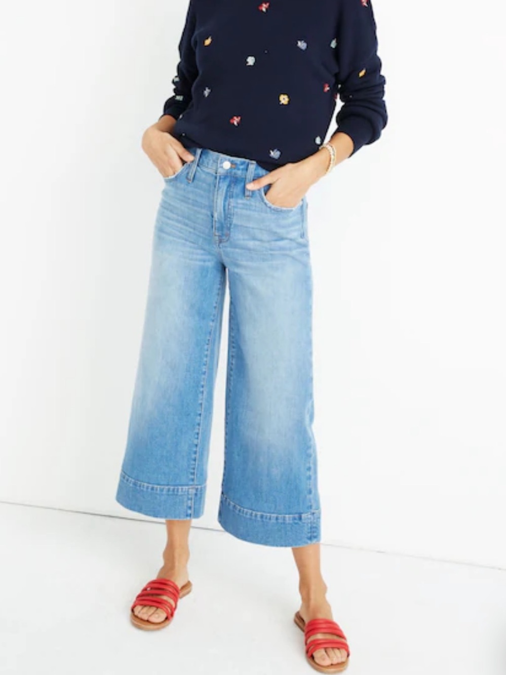 Madewell Light Blue Wide-Leg Cropped Jeans
